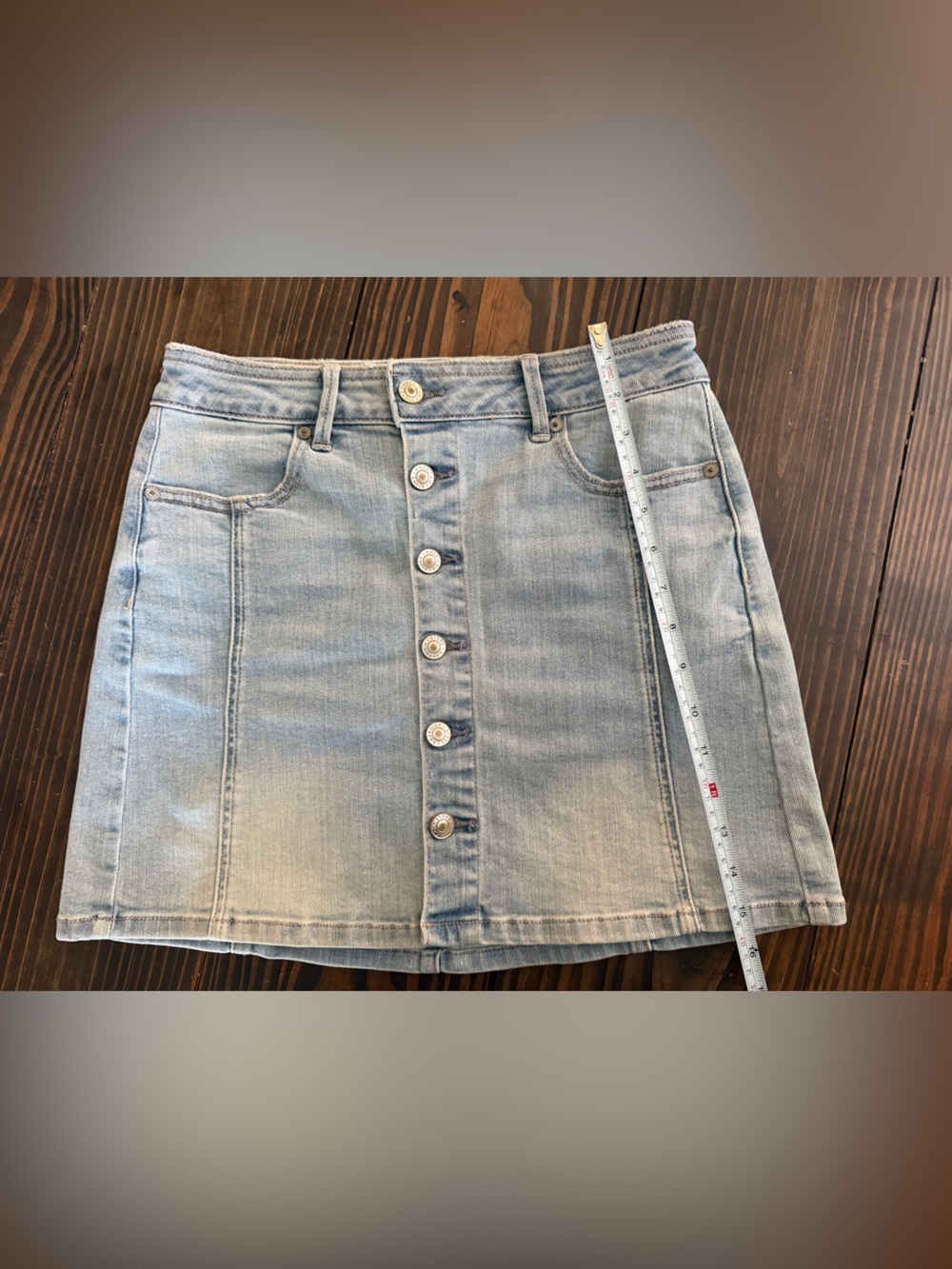 American Eagle Outfitters Light Blue Button-Front Denim Mini Skirt